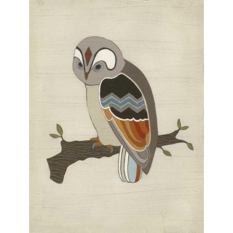 Chevron Owl II Black Modern Wood Framed Art Print by Vess, June Erica