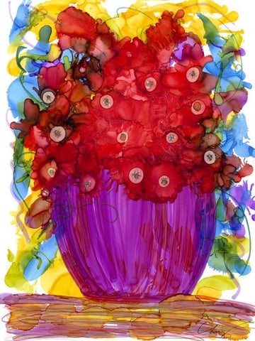 Venetian Reds II Black Ornate Wood Framed Art Print with Double Matting by Baynes, Cheryl