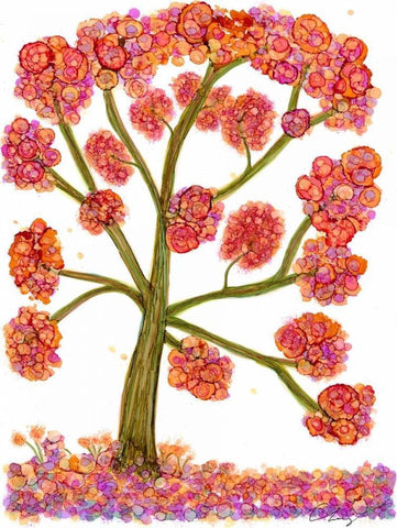 Autumn Fantasy II White Modern Wood Framed Art Print with Double Matting by Baynes, Cheryl