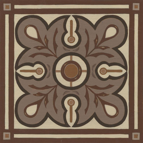 Piazza Tile in Brown III Black Ornate Wood Framed Art Print with Double Matting by Vess, June Erica