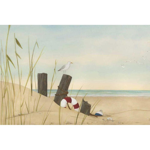 Seaside Dunes I Black Modern Wood Framed Art Print with Double Matting by Vess, June Erica