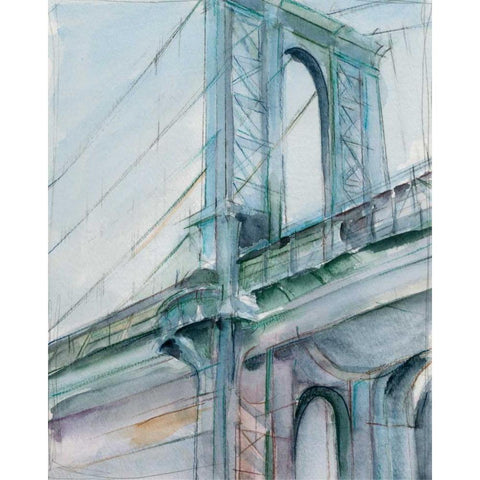 Watercolor Bridge Study I Black Modern Wood Framed Art Print by Harper, Ethan