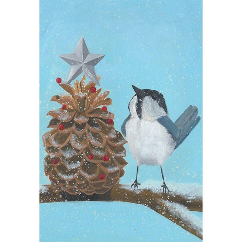 Chickadee Christmas Collection D Black Modern Wood Framed Art Print with Double Matting by Popp, Grace