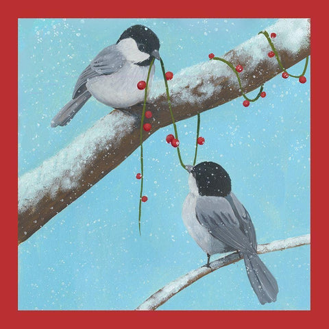 Chickadee Christmas Collection J White Modern Wood Framed Art Print with Double Matting by Popp, Grace