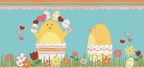 Easter Sweeties Collection C White Modern Wood Framed Art Print with Double Matting by Vess, June Erica