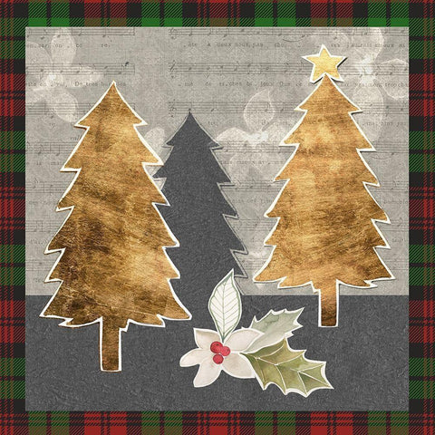 Collaged Christmas Collection E Black Modern Wood Framed Art Print with Double Matting by Popp, Grace