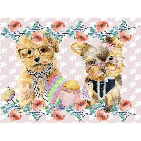 Easter Pups Collection A Gold Ornate Wood Framed Art Print with Double Matting by Wang, Melissa