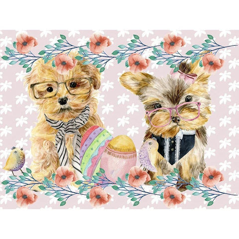 Easter Pups Collection A Black Modern Wood Framed Art Print by Wang, Melissa