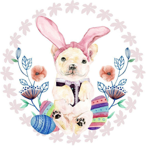 Easter Pups Collection C Black Modern Wood Framed Art Print with Double Matting by Wang, Melissa