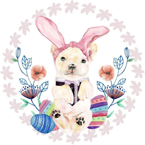 Easter Pups Collection C Black Ornate Wood Framed Art Print with Double Matting by Wang, Melissa