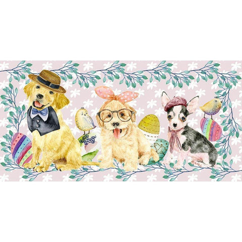 Easter Pups Collection D Black Modern Wood Framed Art Print with Double Matting by Wang, Melissa