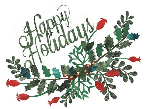 Cut Wreath Christmas Collection A Black Ornate Wood Framed Art Print with Double Matting by Moore, Regina