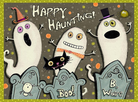 Happy Haunting Collection A Black Ornate Wood Framed Art Print with Double Matting by Eisner, Viv