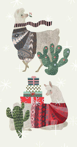 Holiday Llama Collection B White Modern Wood Framed Art Print with Double Matting by Borges, Victoria