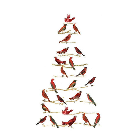 Red Bird Christmas Collection B Gold Ornate Wood Framed Art Print with Double Matting by Studio W