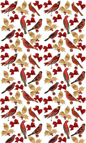 Red Bird Christmas Collection E White Modern Wood Framed Art Print with Double Matting by Studio W