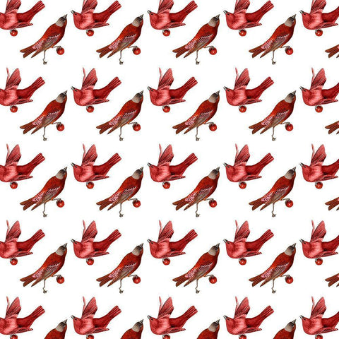 Red Bird Christmas Collection H White Modern Wood Framed Art Print with Double Matting by Studio W