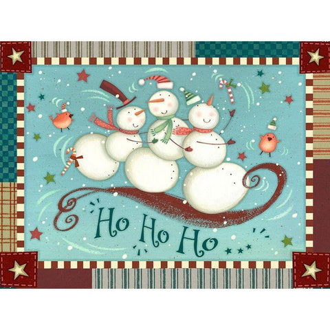 Sledding Snowmen Collection A White Modern Wood Framed Art Print by Eisner, Viv