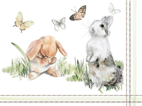 English Bunnies Collection A White Modern Wood Framed Art Print with Double Matting by Parker, Jennifer Paxton