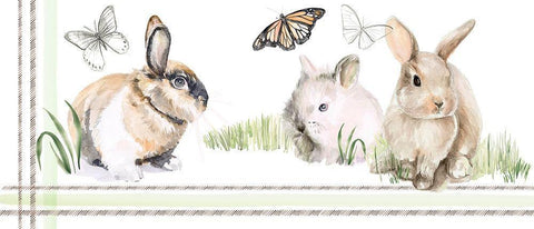 English Bunnies Collection D White Modern Wood Framed Art Print with Double Matting by Parker, Jennifer Paxton