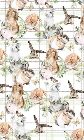 English Bunnies Collection E White Modern Wood Framed Art Print with Double Matting by Parker, Jennifer Paxton