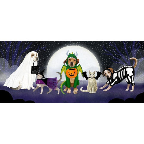 Halloween Pets Collection D White Modern Wood Framed Art Print by Borges, Victoria