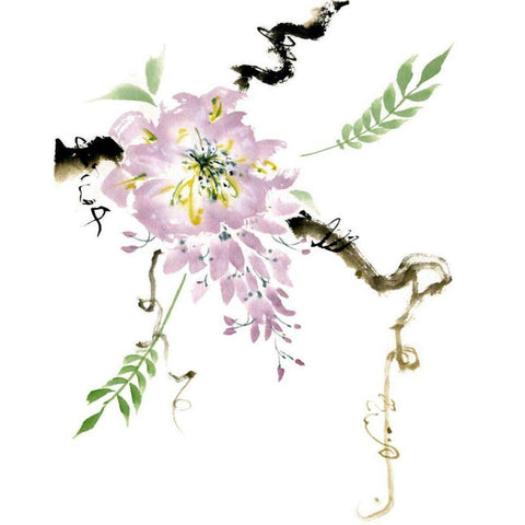 First Blossom Black Modern Wood Framed Art Print with Double Matting by Parker, Nan Rae