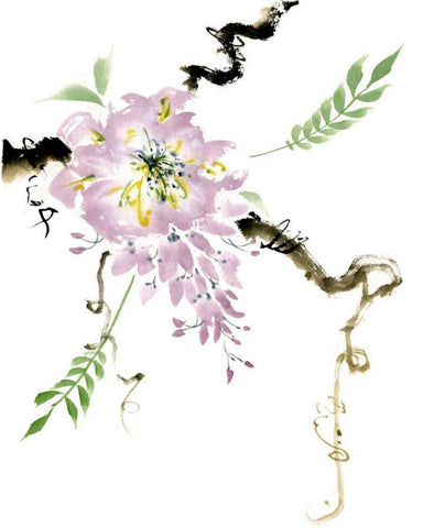 First Blossom White Modern Wood Framed Art Print with Double Matting by Parker, Nan Rae