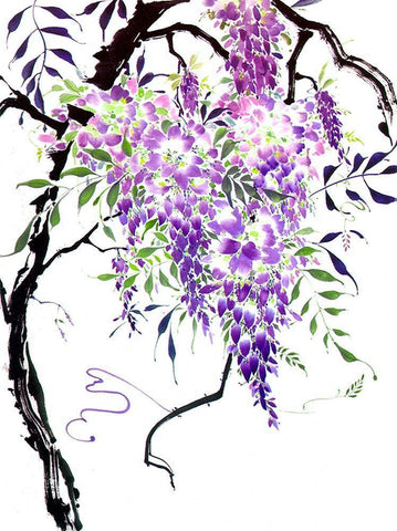 Wisteria Garden I White Modern Wood Framed Art Print with Double Matting by Parker, Nan Rae