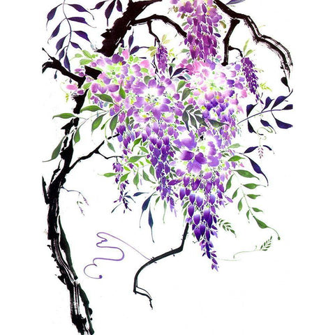 Wisteria Garden I Black Modern Wood Framed Art Print by Parker, Nan Rae