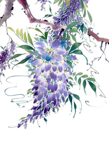 Wisteria Garden II Black Ornate Wood Framed Art Print with Double Matting by Parker, Nan Rae