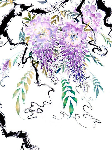 Wisteria Garden III White Modern Wood Framed Art Print with Double Matting by Parker, Nan Rae
