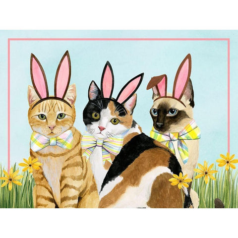 Easter Cats Collection A Black Modern Wood Framed Art Print with Double Matting by Popp, Grace