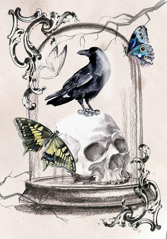 Nevermore Collection B Black Ornate Wood Framed Art Print with Double Matting by Parker, Jennifer Paxton