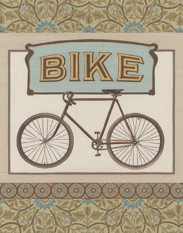 Bike Black Ornate Wood Framed Art Print with Double Matting by Vess, June Erica