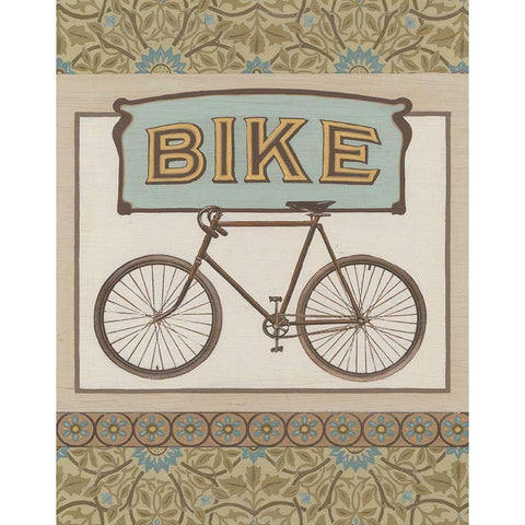 Bike White Modern Wood Framed Art Print by Vess, June Erica