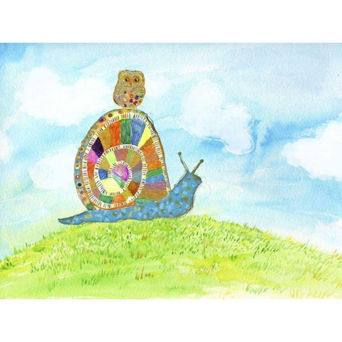 Meadow Snail Black Modern Wood Framed Art Print with Double Matting by Blixt, Ingrid