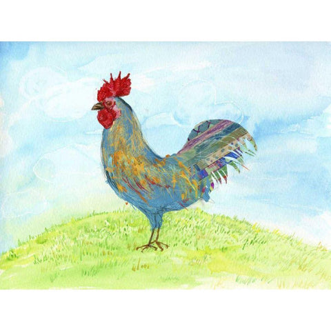 Meadow Rooster Gold Ornate Wood Framed Art Print with Double Matting by Blixt, Ingrid
