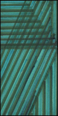 Line Study Blue Black Ornate Wood Framed Art Print with Double Matting by McMullen, Charles