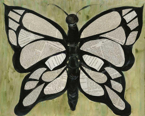 Butterfly Text White Modern Wood Framed Art Print with Double Matting by Choate, Lisa