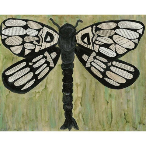 Dragonfly Text Gold Ornate Wood Framed Art Print with Double Matting by Choate, Lisa