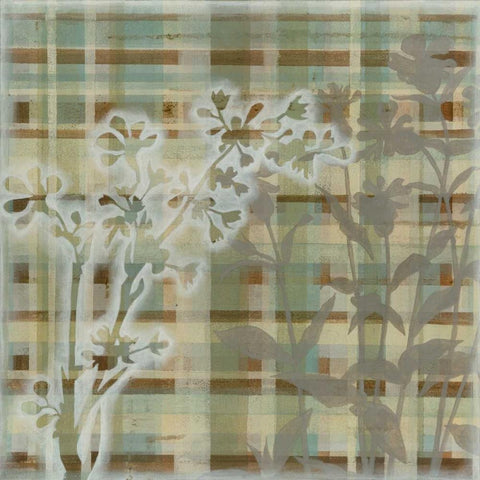 Tartan Floral I Black Modern Wood Framed Art Print with Double Matting by Meagher, Megan