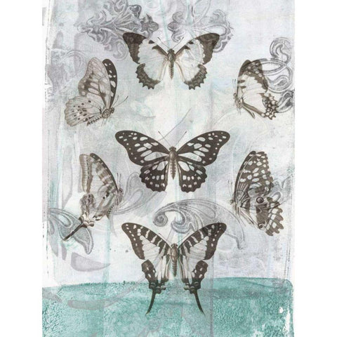 Butterflies and Filigree I White Modern Wood Framed Art Print by Goldberger, Jennifer