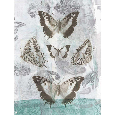 Butterflies and Filigree II White Modern Wood Framed Art Print by Goldberger, Jennifer