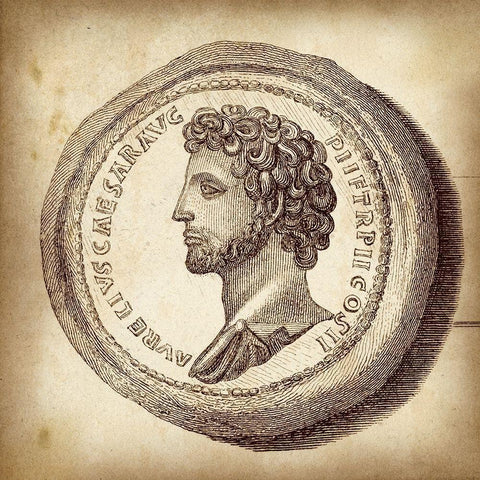 Cus. Antique Roman Coins VI A - LIB Gold Ornate Wood Framed Art Print with Double Matting by Unknown