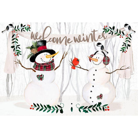 Folk Snowman Forest Collection A White Modern Wood Framed Art Print by Parker, Jennifer Paxton