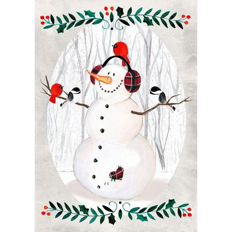 Folk Snowman Forest Collection B White Modern Wood Framed Art Print by Parker, Jennifer Paxton