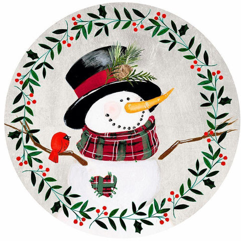 Folk Snowman Forest Collection C Black Modern Wood Framed Art Print by Parker, Jennifer Paxton