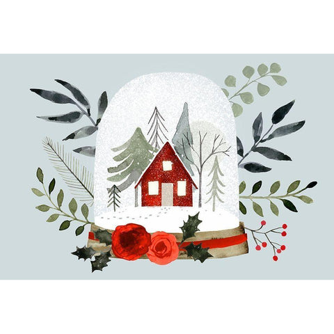 Snow Globe Village Collection A Black Modern Wood Framed Art Print with Double Matting by Barnes, Victoria