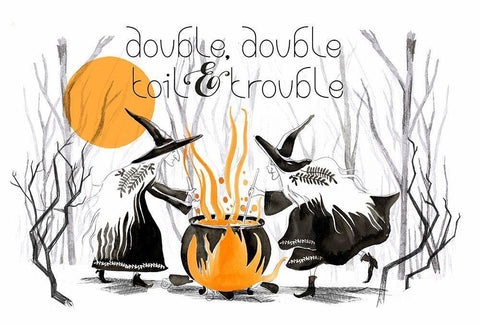 Witchy Mischief Collection A Black Ornate Wood Framed Art Print with Double Matting by Parker, Jennifer Paxton